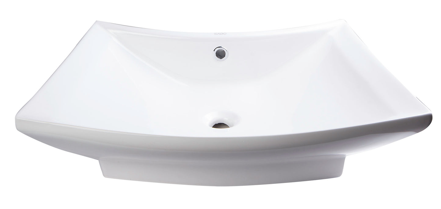28" Rectangular Porcelain Bathroom Vessel Sink with Single Hole