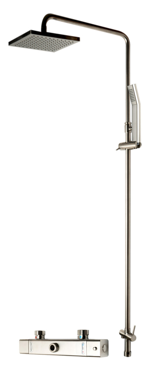 Brushed Nickel Square Style Thermostatic Exposed Shower Set