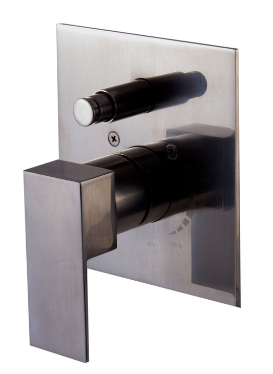 Brushed Nickel Modern Square Pressure Balanced Shower Mixer with Diverter