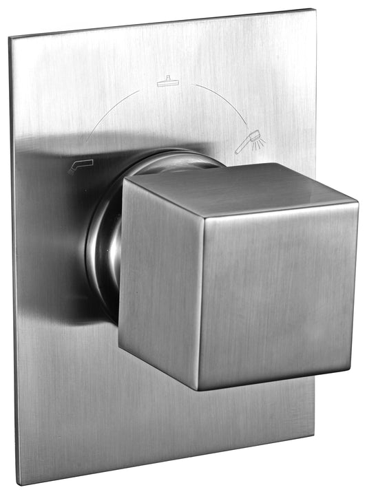 Brushed Nickel Modern Square 3 Way Shower Diverter