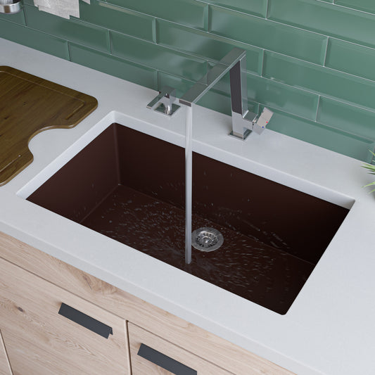 Chocolate 30" Undermount Single Bowl Granite Composite Kitchen Sink