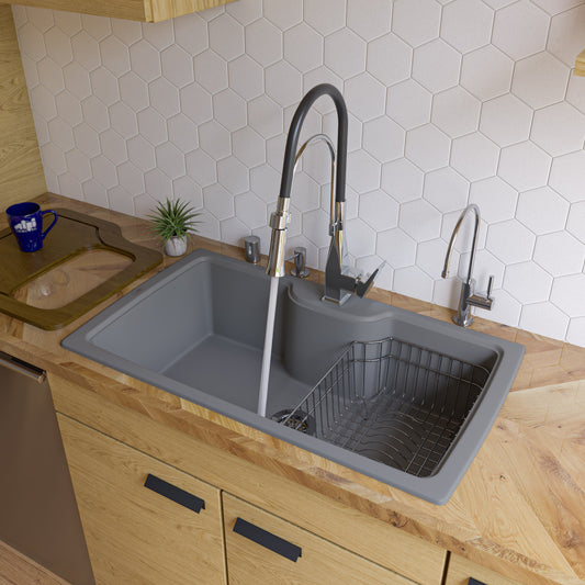 Titanium 35" Drop-In Single Bowl Granite Composite Kitchen Sink