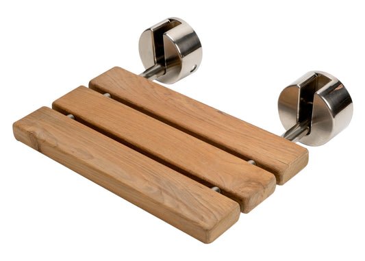 ABS16R 16 Inch Folding Teak Wood Shower Seat Bench