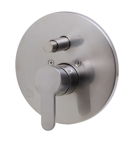 Brushed Nickel Shower Valve Mixer with Rounded Lever Handle and Diverter