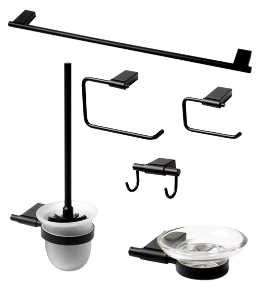 Black Matte 6 Piece Bath Accessory Set