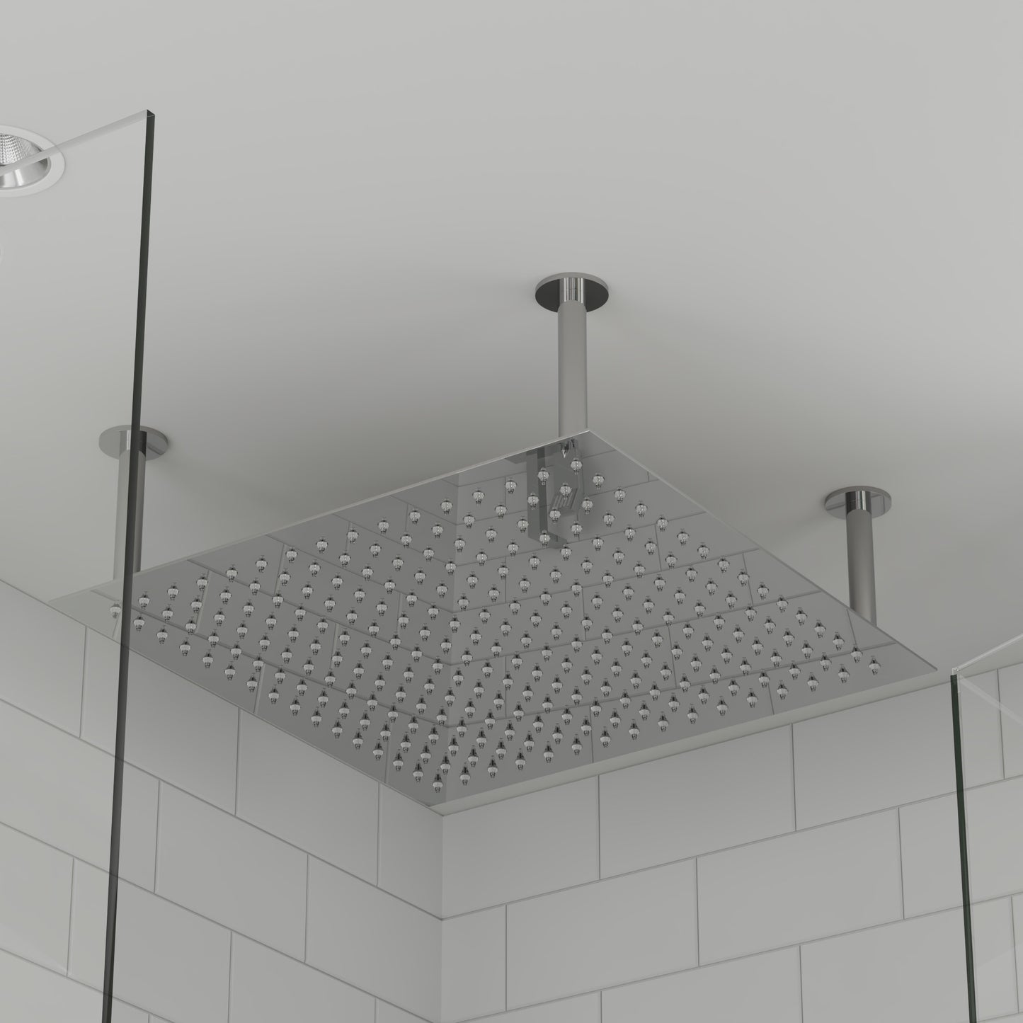 24" Square Polished Solid Stainless Steel Ultra Thin Rain Shower Head