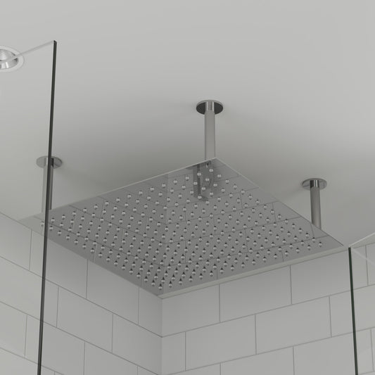 24" Square Polished Solid Stainless Steel Ultra Thin Rain Shower Head