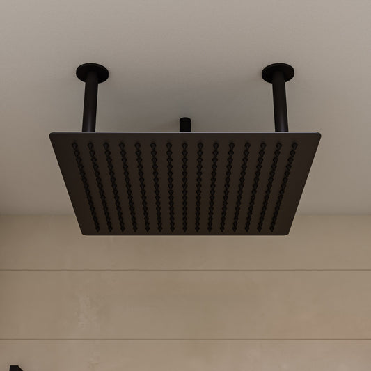 Matte Black Stainless Steel 20" Square Ultra-Thin Rain Shower Head