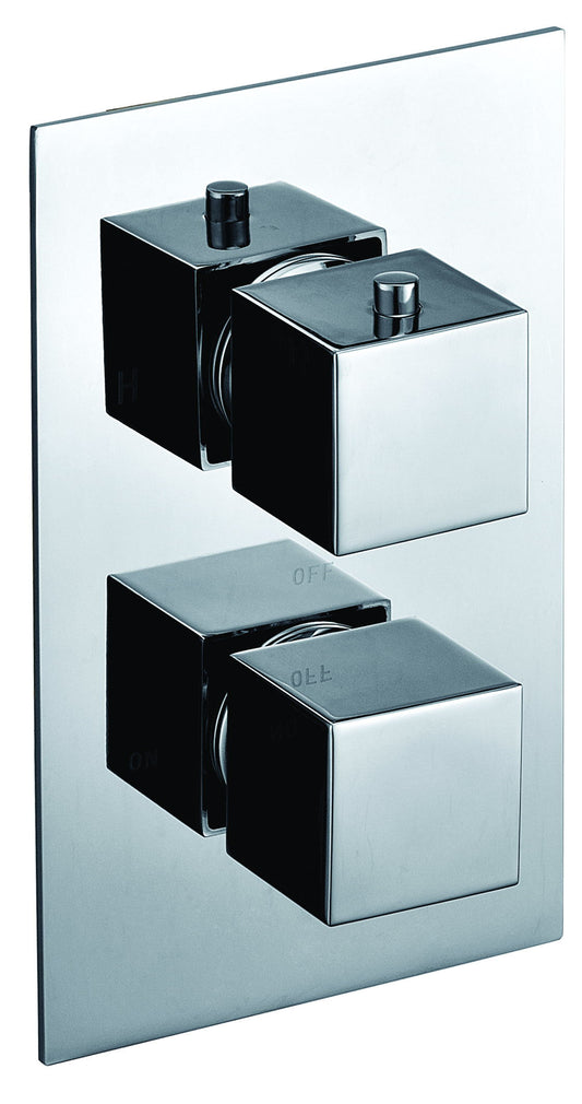 Polished Chrome Square Knob 1 Way Thermostatic Shower Mixer