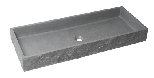 39" Solid Concrete Gray Matte Trough Sink for the Bathroom