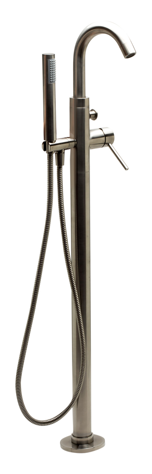 Brushed Nickel Single Lever Floor Mounted Tub Filler Mixer w Hand Held Shower Head