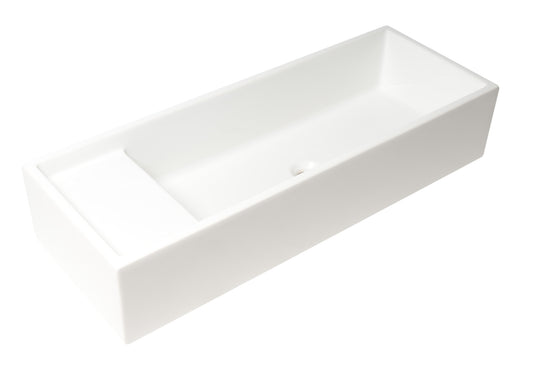 39" White Above Mount Fireclay Bathroom Trough Sink
