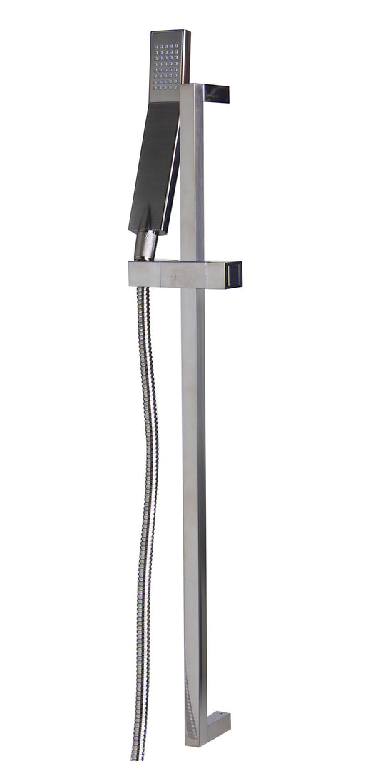 Brushed Nickel Sliding Rail Hand Held Shower Head Set with Hose