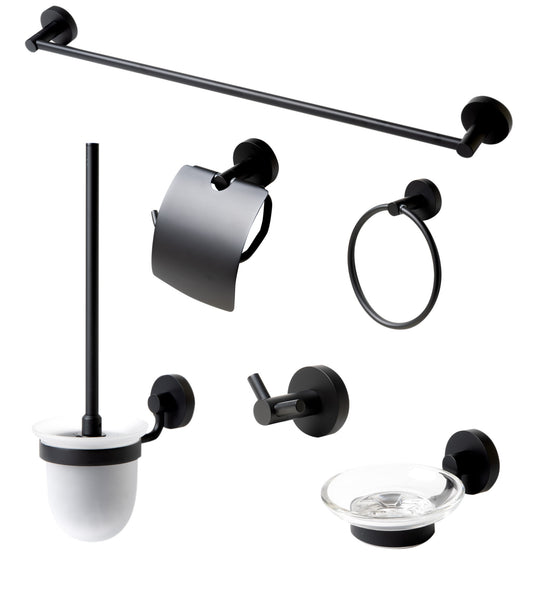 Black Matte 6 Piece Bath Accessory Set