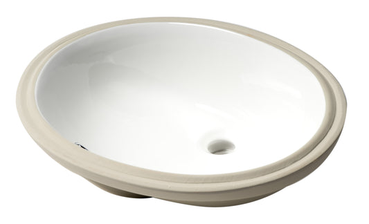 White 23" Oval Undermount Ceramic Sink