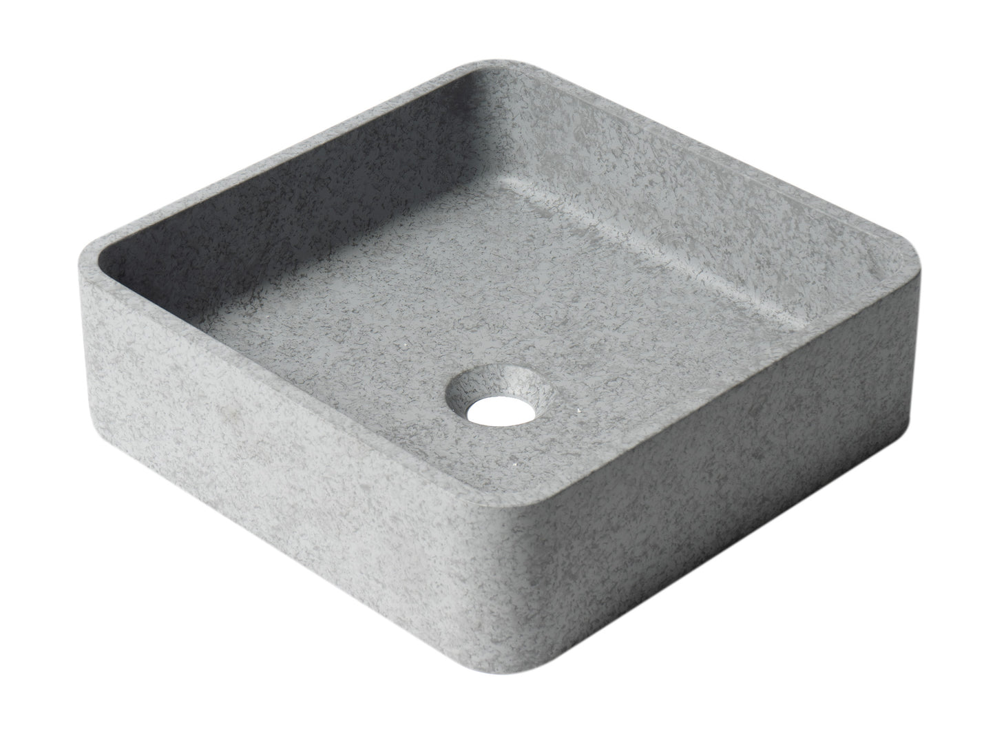 16" Solid Concrete Chiseled Style Square Above Mount Vessel Sink